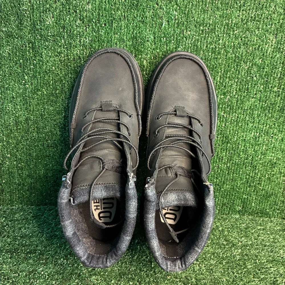 NEW Hey Dude Bradley Classic Leather Moc Toe Chukka Boots Black Mens Size 10